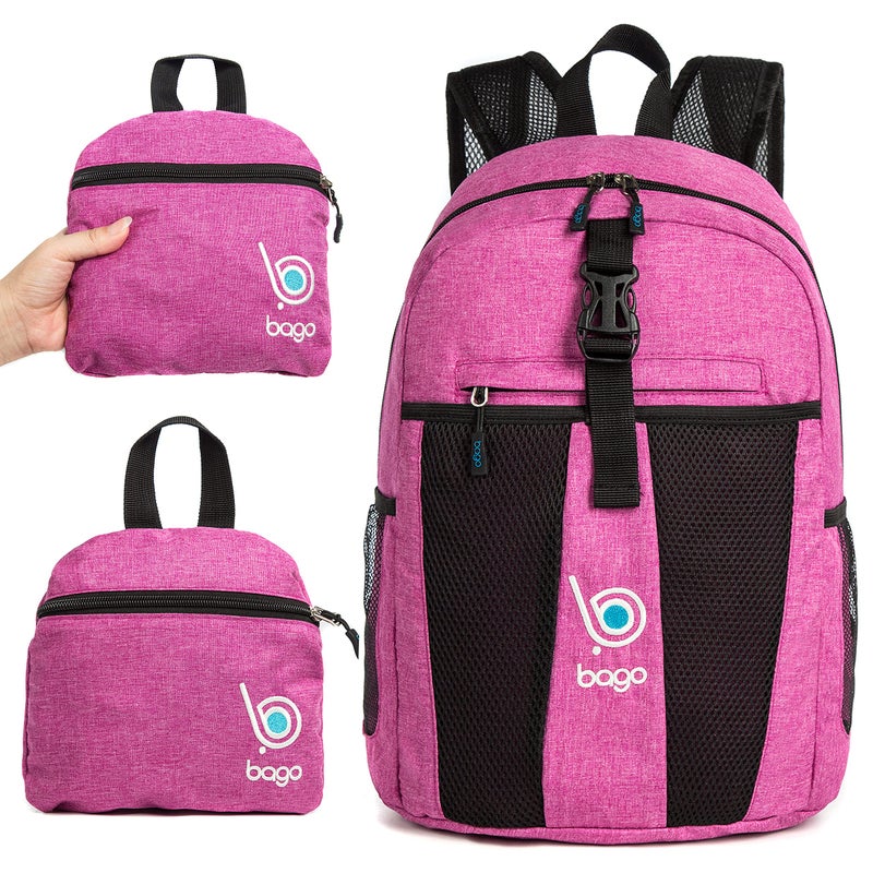 Bago Lightweight Backpack for Hiking for Women and Men - 25L Travel Day Pack - Foldable Hiking Daypack Ultralight for Camping Outdoor Sports - Packable Backpack for Travel (SnowPink) - Image 2